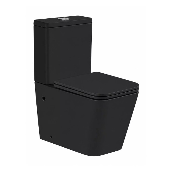 Կոմպակտ զուգարանակոնք WeltWasser WW GELBACH 001 XL MT-BL 37.5x67.5x82.5 սմ, սև փայլատ, Rimless, նստատեղով