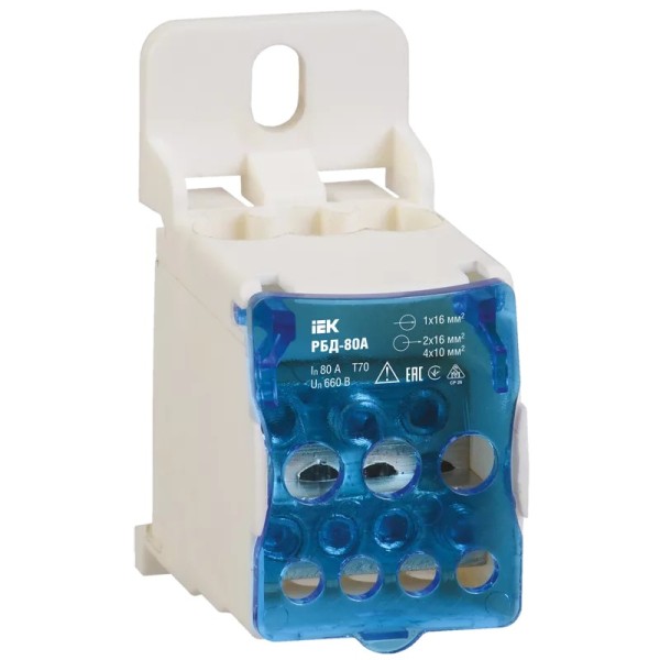 Տերմինալ մեկուսիչով 80A մուտք 1x16 մմ (ելք 2x16 մմ - 4x10 մմ) IEK