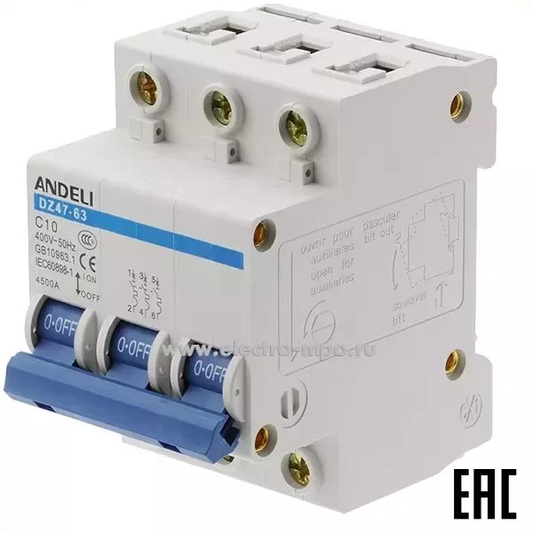 Ավտոմատ անջատիչ adb3-63 C10A 3P (ANDELI)