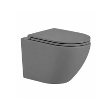 Կախովի զուգարանակոնք WeltWasser WW MERZBACH 043 MT-GR 37x49x36 սմ, մոխրագույն փայլատ, Rimless, նստատեղով