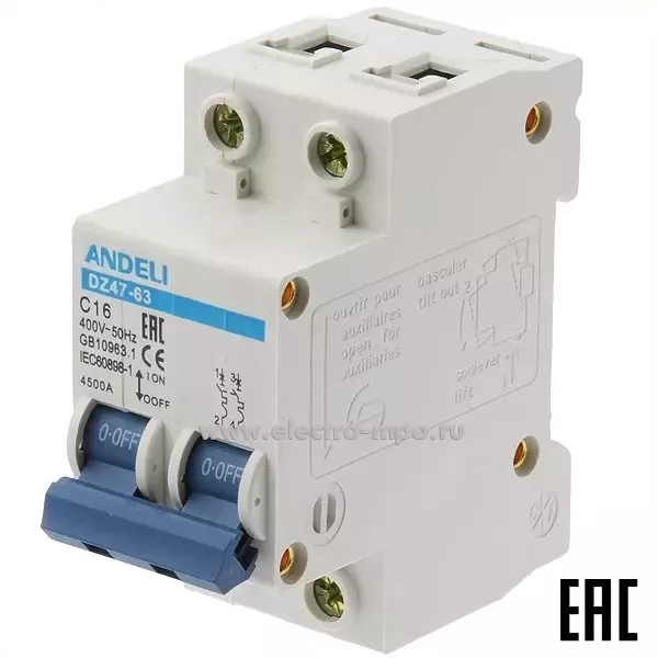 Ավտոմատ անջատիչ adb3-63 C16A 2P (ANDELI)