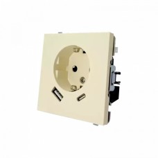 Electrica Lavanda վարդակ հողանցումով USB A+C 2․4A բեժ (1/10)