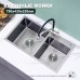 Խոհանոցի լվացարան Splenka S706.7843.05 երկու թասով, չժանգոտվող պողպատից, 80 սմ-ից պահարանի համար, սատին