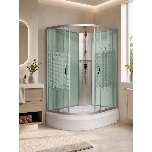 Լոգախցիկ МОНОМАХ Б/К 120/80/24 МЗ R 120x80 սմ, ասիմետրիկ, աջ, միջին տակդիր 24 սմ, թափանցիկ ապակի