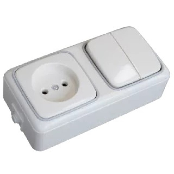 Վարդակ + անջատիչ 2 տեղ փղոսկր  G808  TITAN