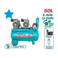 Կոմպրեսոր TOTAL TCS2240508 (50լ, 2x1200Վտ, 220լ/ր, 8բար)