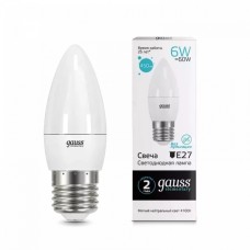 Gauss լամպ E27 Elementary մոմ 6W 4100K 450Lm 1/10/50