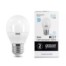 Gauss լամպ E27 Elementary շարիկ 8W 6500K 560Lm 1/10/100
