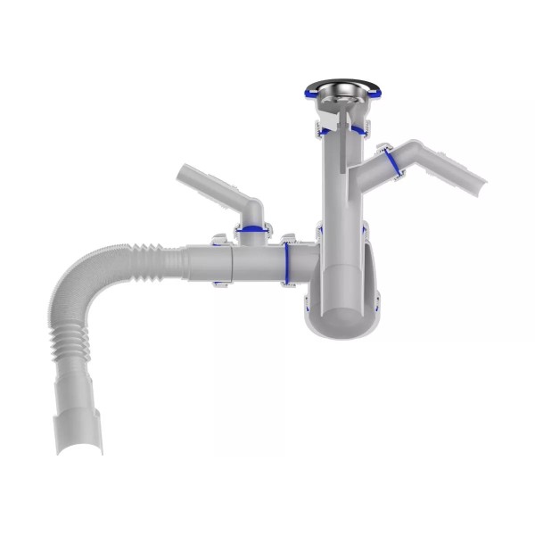 Aquant Սիֆոն լվացարանի 1 1/2*40 մետաղյա ցանցով, լվացքի մեքենայի երկու ելք + գոֆրե 40*40/50 B3015-25-MR Aquant Սիֆոն լվացարանի 1 1/2*40 մետաղյա ցանցով, լվացքի մեքենայի երկու ելք + գոֆրե 40*40/50 B3015-25-MR