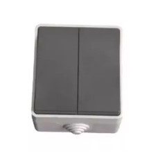 Ellight արտաքին անջատիչ 2 ստեղն 10A IP44 մոխրագույն/սև 1/200