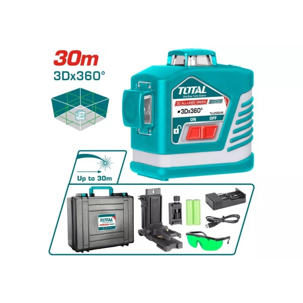 3D լազերային հարթաչափ կանաչ գծերով 4000mAh TOTAL TLL255245