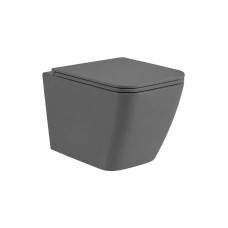 Կախովի զուգարանակոնք WeltWasser WW GELBACH 043 GL-GR 34x49x36.5 սմ, մոխրագույն փայլուն, Rimless, նստատեղով