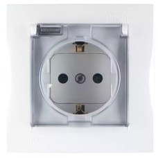 Simon15 վարդակ հողանցումով կափարիչով սպիտակ 16A IP44 (1/18)