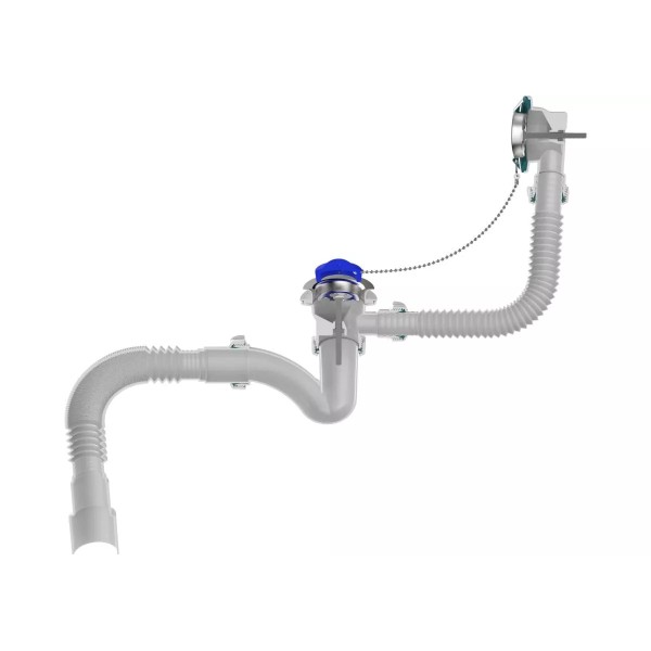 Aquant Սիֆոն լոգարանի 1 1/2*40, կարճ, մետաղյա ցանցով, պերելիվ + գոֆրե խողովակ 40*40/50 V154-30-MR