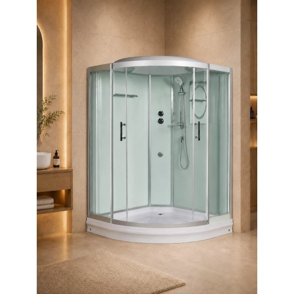 Լոգախցիկ WeltWasser WW500 EMMER 11015-2 110x110 սմ, քառորդ շրջան, ցածր տակդիր 15 սմ, թափանցիկ ապակի