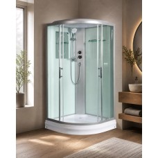 Լոգախցիկ WeltWasser WW500 WERRA 802 80x80 սմ, քառորդ շրջան, ցածր տակդիր 15 սմ, թափանցիկ ապակի