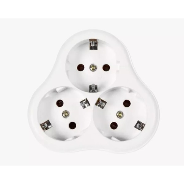MGP-10034 white խրոցակ 2P+E ադապտեր 3 տեղ․