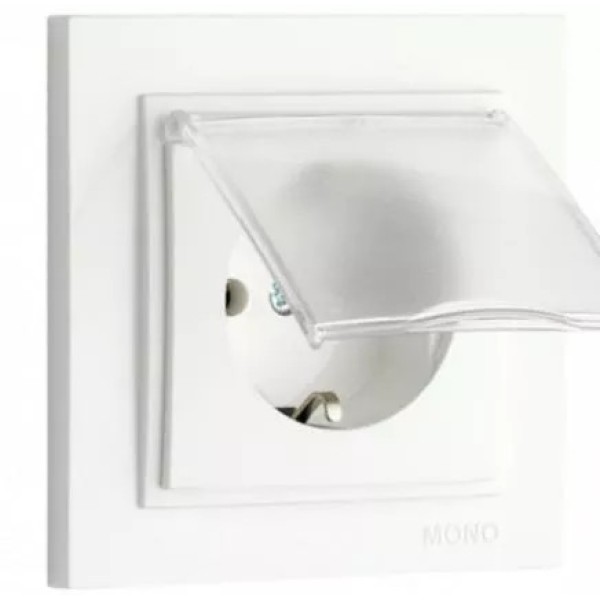Mono Electric Վարդակ 1 տեղ հողանցումով և կափարիչով սպիտակ 500-001921-118