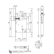 Փական միջսենյակային դռան AGB CENTRO B01013.50.22, WC (լեզվակը վերևում), տեխ. փաթեթավորում, պղնձագույն