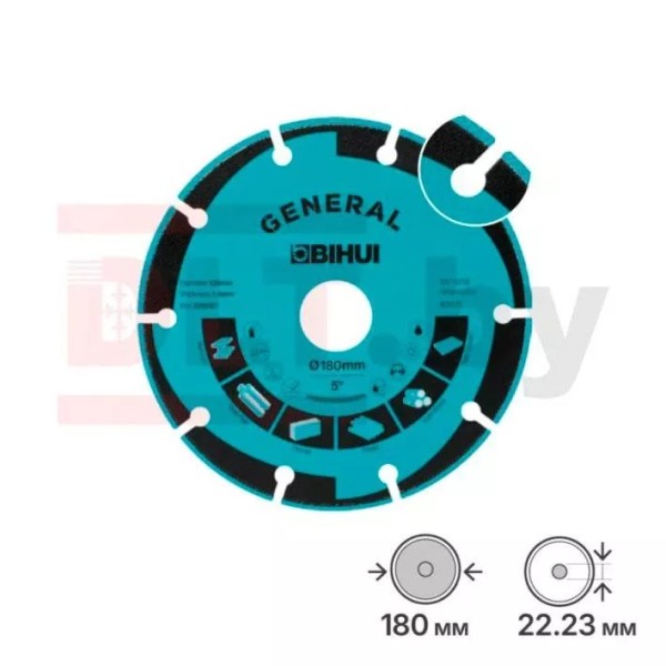 Ալմաստե սկավառակ GENERAL 180x2x22,23մմ, ունիվերսալ, BIHUI,  DSBM180