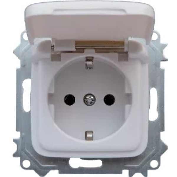 Վարդակ հողանցումով կափարիչով սպիտակ  G805  TITAN