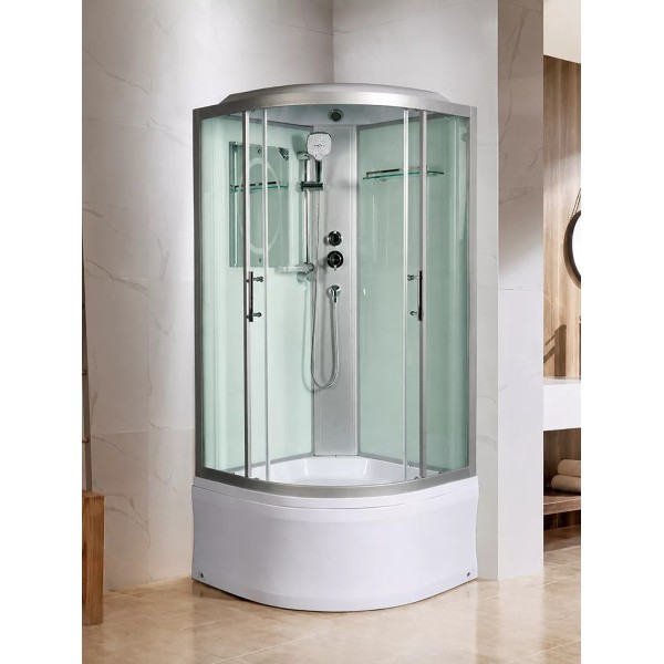 Լոգախցիկ WeltWasser WW500 HALLE 902 90x90 սմ, քառորդ շրջան, բարձր տակդիր 44 սմ, թափանցիկ ապակի