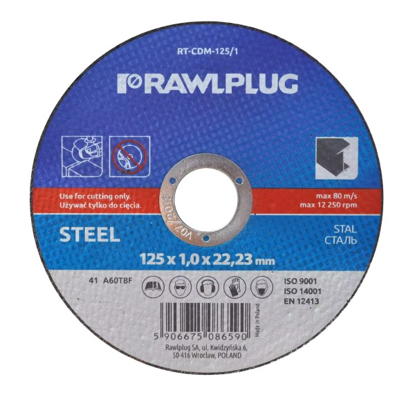 Պողպատ կտրող կորունդե սկավառակ 230x1,9x22,23մմ RAWLPLUG RT-CDM-230/19