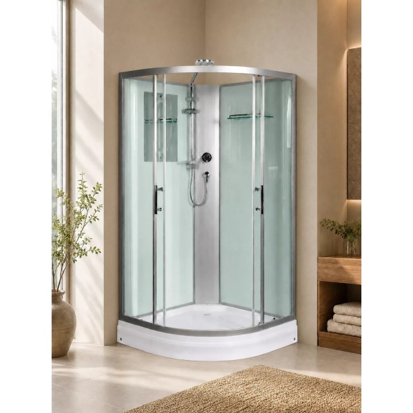 Լոգախցիկ WeltWasser WW500 WERRA 801 80x80 սմ, քառորդ շրջան, ցածր տակդիր 15 սմ, թափանցիկ ապակի