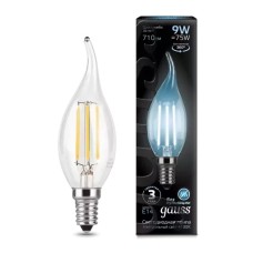 Gauss լամպ E14 Black մոմ (ծիծակ) 9W 4100К 710Lm Filament 1/10/50
