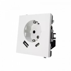 Electrica Lavanda վարդակ հողանցումով USB A+C 2․4A սպիտակ (1/10)