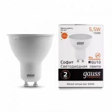Gauss լամպ GU10 Elementary MR16 5.5W 3000K 430Lm 1/10/100