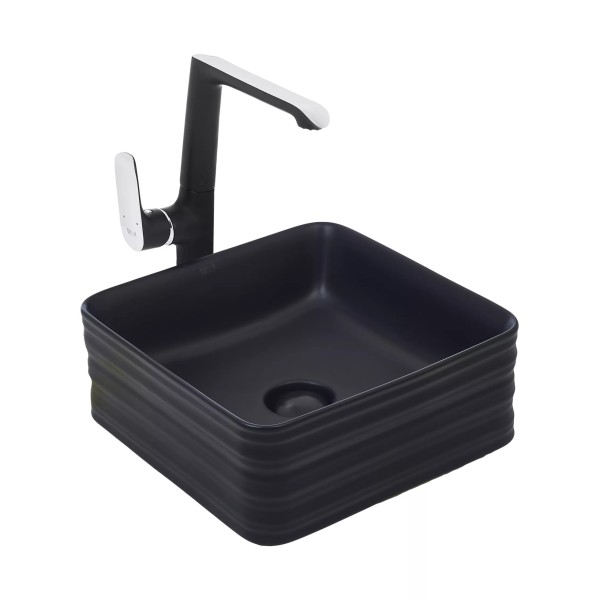 Դրվող լվացարան WeltWasser WW ELBACH 20755 MB 39.5x39.5x15 սմ, փայլատ սև