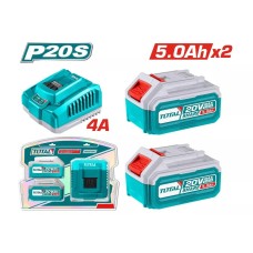 P20S Li-Ion մարտկոցի և լիցքավորիչի հավաքածու TOTAL TFBCPK2513 5.0Աժ