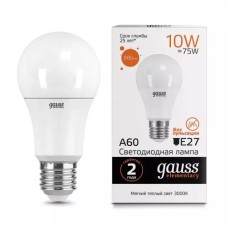 Gauss լամպ E27 Elementary A60 10W 3000K 880Lm 1/10/50