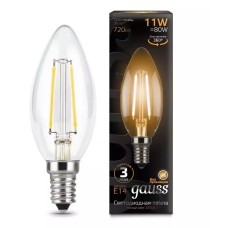 Gauss լամպ E14 Black մոմ 11W 2700К 720Lm Filament 1/10/50