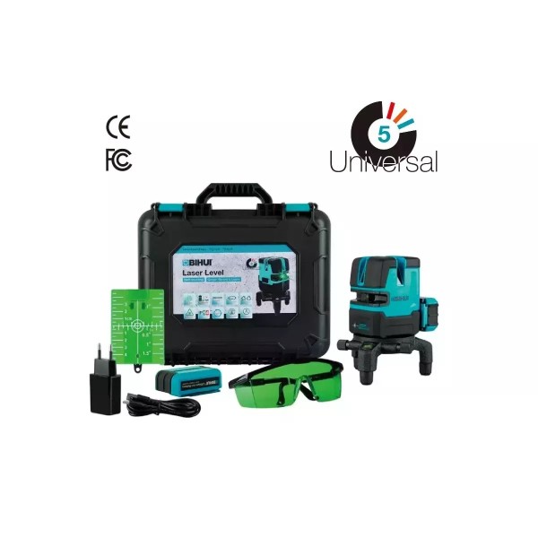 Լազերային հարթաչափ, 5 կանաչ գիծ, BIHUI, LLG05-BAT