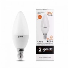 Gauss լամպ E14 Elementary մոմ 8W 3000K 520Lm 1/10/100
