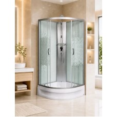 Լոգախցիկ МОНОМАХ Б/К 100/24 С МЗ 100x100 սմ, կիսաշրջանաձև, միջին տակդիր 24 սմ, թափանցիկ ապակի