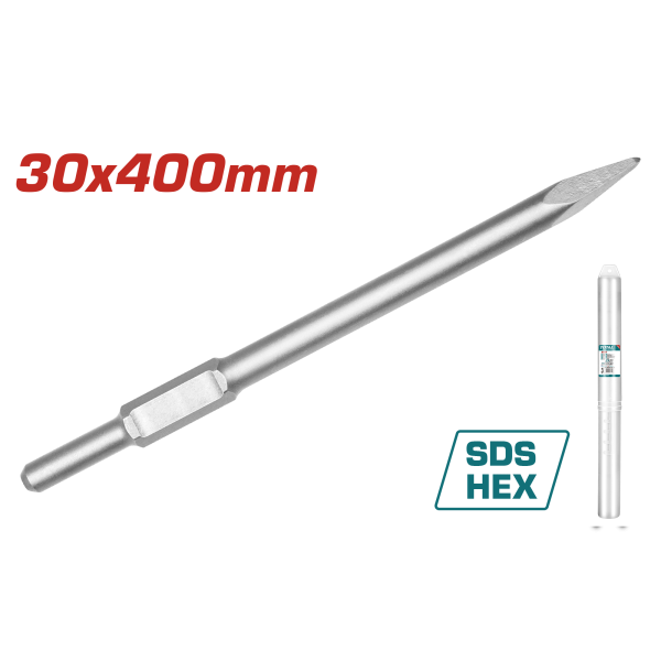Սուր հատիչ հարվածային մուրճի SDS HEX 30x400մմ TOTAL TAC15333011 Սուր հատիչ հարվածային մուրճի SDS HEX 30x400մմ TOTAL TAC15333011