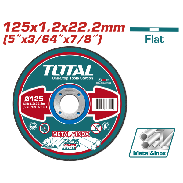 Մետաղ կտրող սկավառակ 125*1.2*22մմ TOTAL TAC2211253 Մետաղ կտրող սկավառակ 125*1.2*22մմ TOTAL TAC2211253