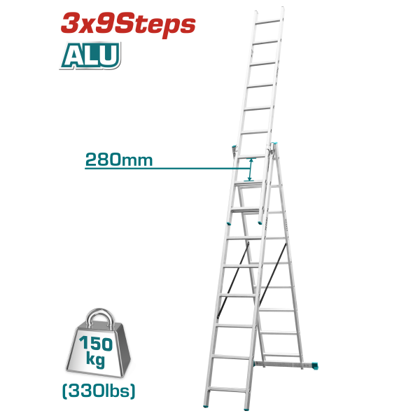 Եռամաս երկարացվող սանդուղք TOTAL THLAD03391
