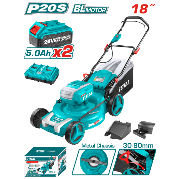 Խոտհնձիչ մարտկոցային 40Վ (2x20Վ) 460մմ (2 մարտկոցով, լիցքավորիչով) TOTAL TLMLI20182
