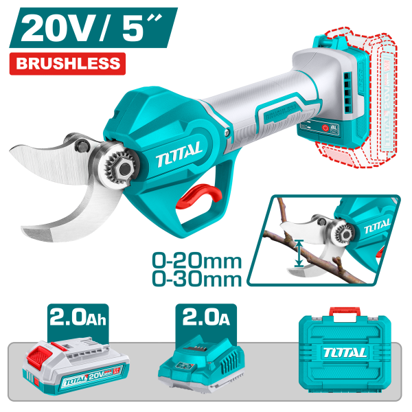 Էտի մկրատ մարտկոցային 20Վ (մարտկոցով, լիցքավորիչով) TOTAL TSSLI203083 Էտի մկրատ մարտկոցային 20Վ (մարտկոցով, լիցքավորիչով) TOTAL TSSLI203083